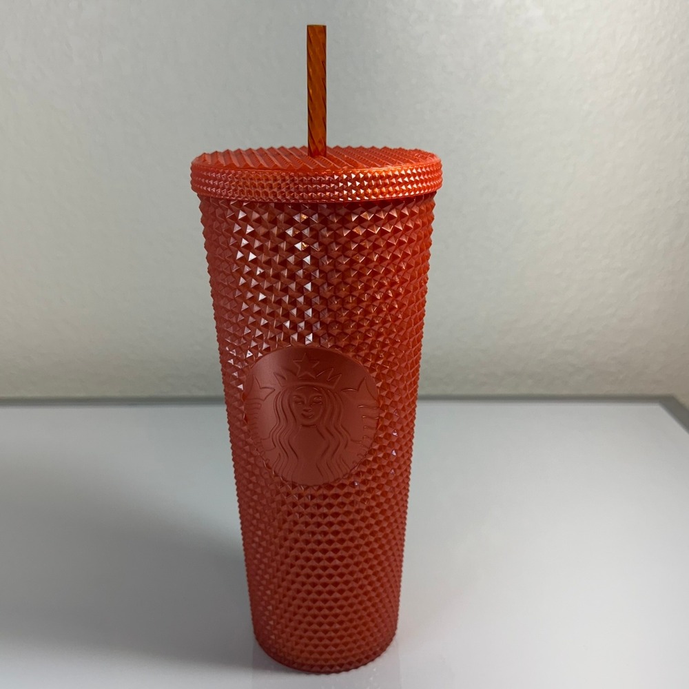 Starbucks‎ 24oz Matte Studded Tumbler Orange Cold Cup with Straw 2021